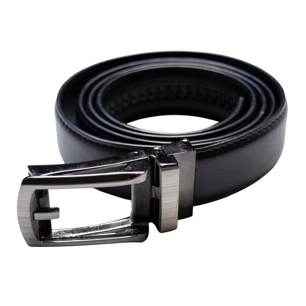 Comfort Click Mens Black Leather Micro Adjustable Ratchet Belt Buckle Fit 37-45"